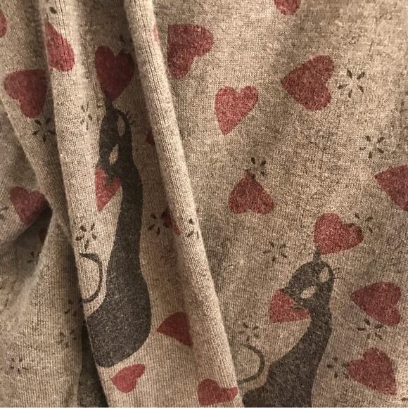 DJ & Juju Black Cat & Red Heart Pullover Tunic Sweater Size XL - Picture 5 of 8